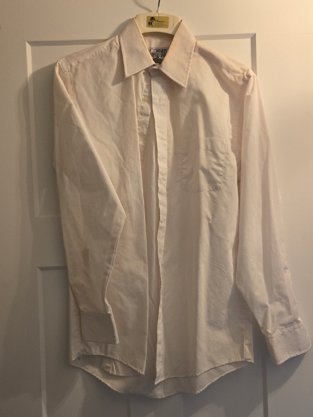 Cornerstone Men's Long-Sleeve Dress Shirt in Off-White